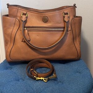 Tory Burch Pebbled Leather Tote with Removable Strap